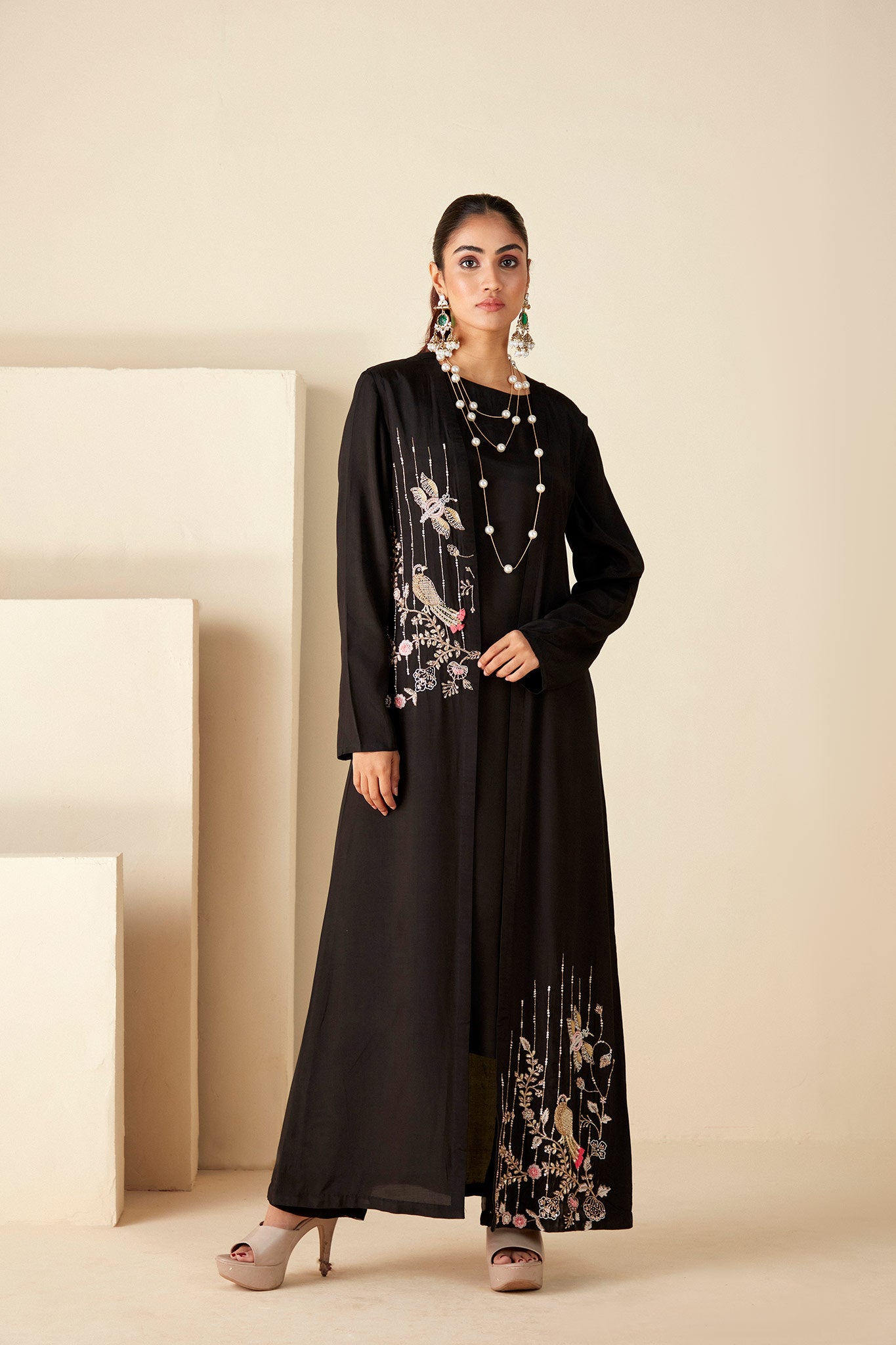 Black kurta Jacket Set