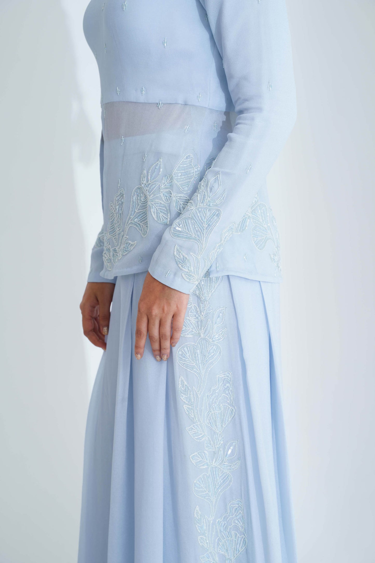 Light Blue Flared Pant Set