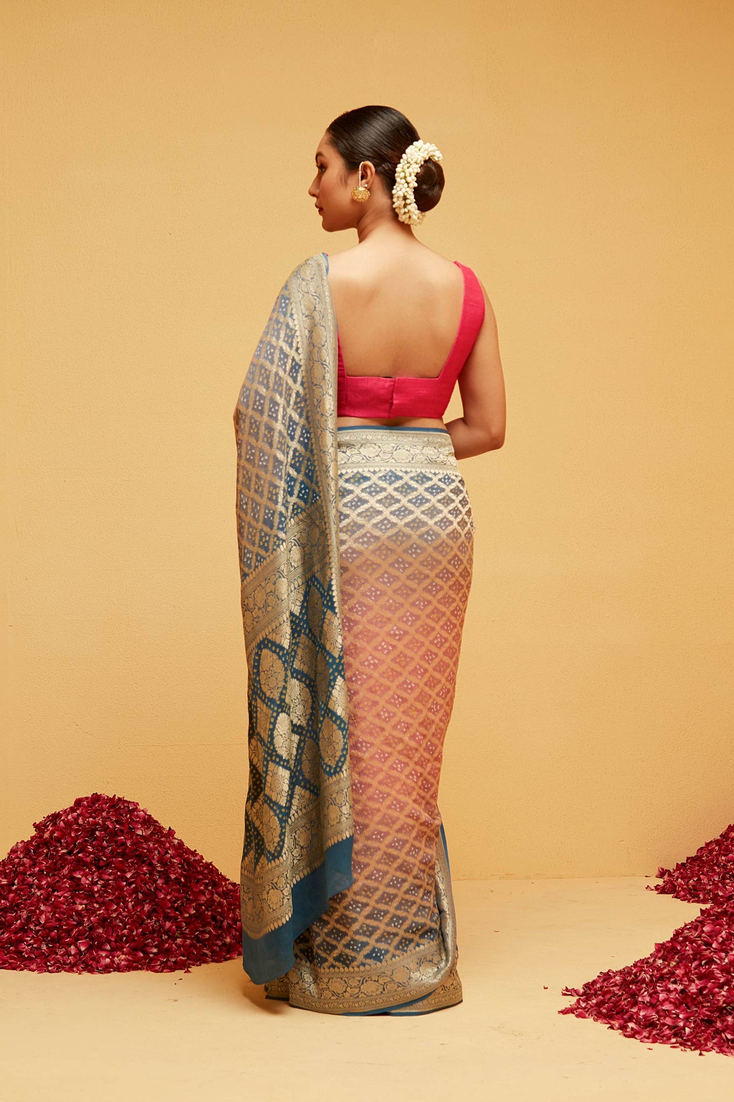 BLUE bandhani banasaree saree