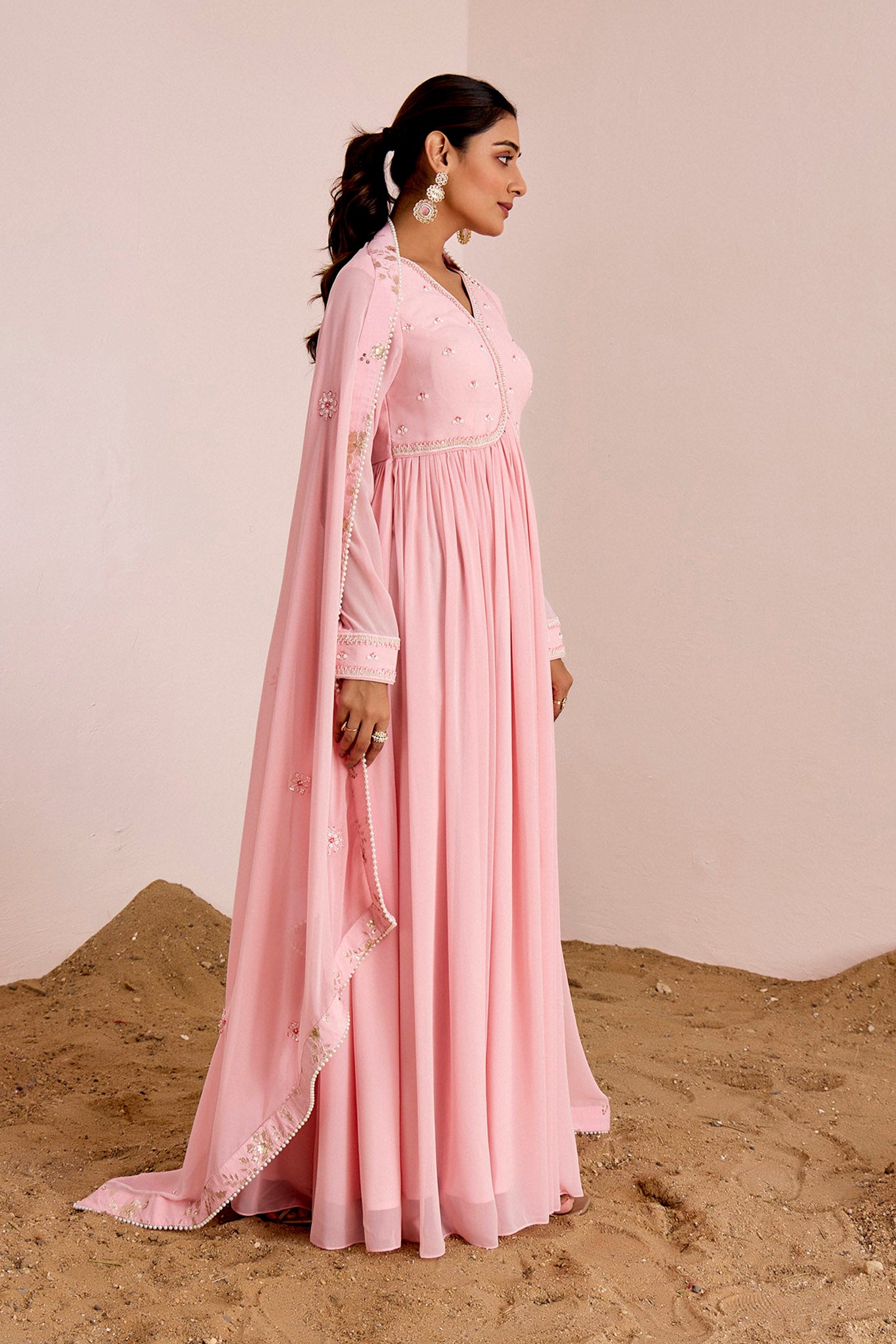 PINK SEQUIN WORK ANARKALI