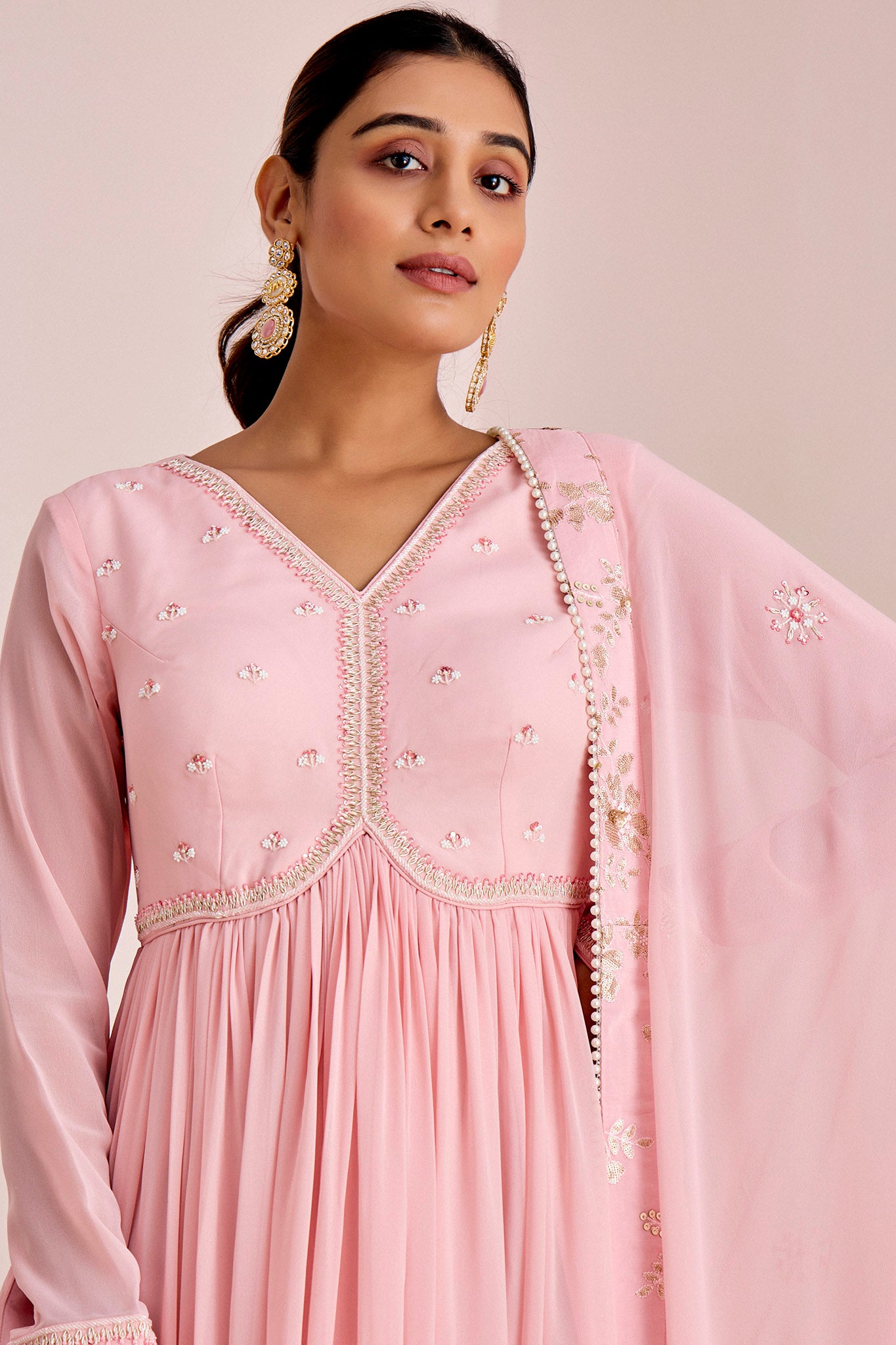 PINK SEQUIN WORK ANARKALI