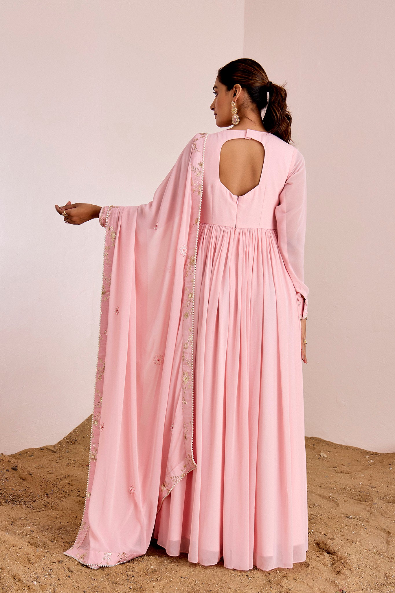 PINK SEQUIN WORK ANARKALI