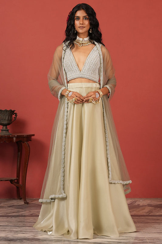 Full-Flared Skirt Set with flawless blouse