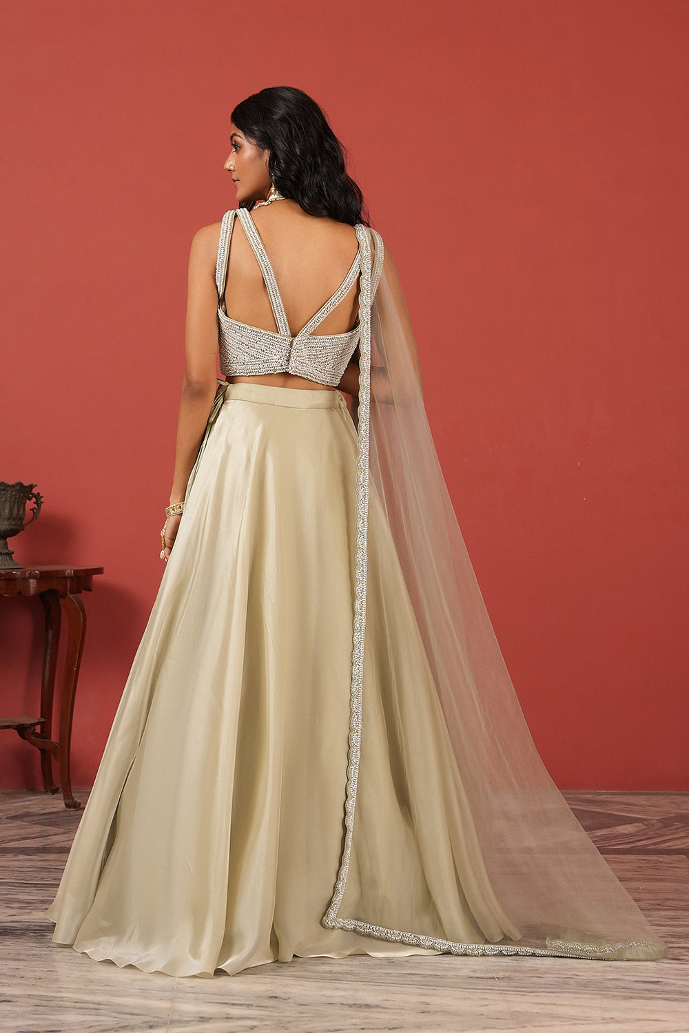 Full-Flared Skirt Set with flawless blouse