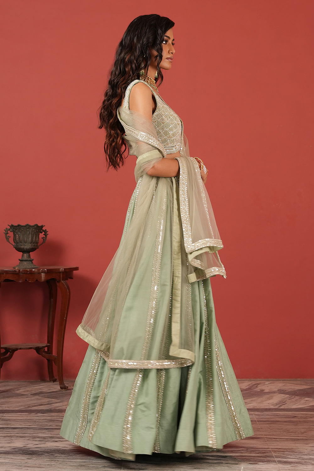 Full-Flared Skirt Set with flawless blouse
