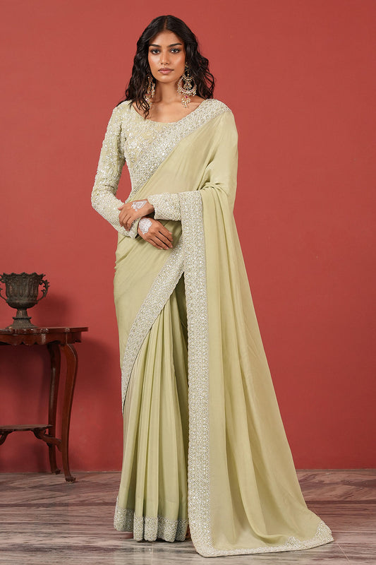Hand-Embroidered Saree Set with Luxe Detailing