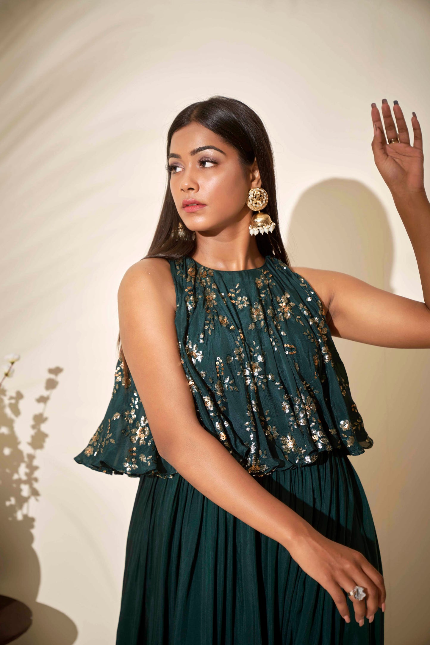 Bottle Green Layered Dress