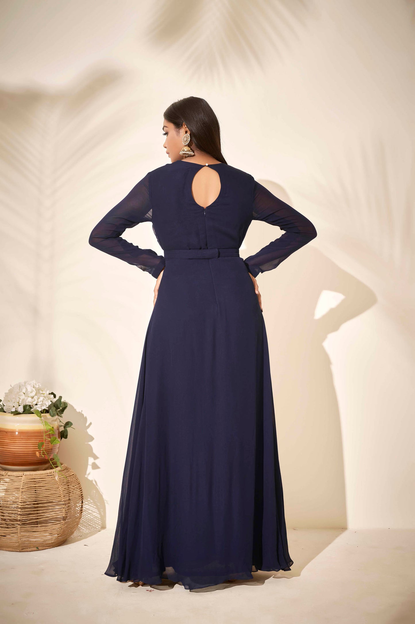 Navy Blue Draped Dress