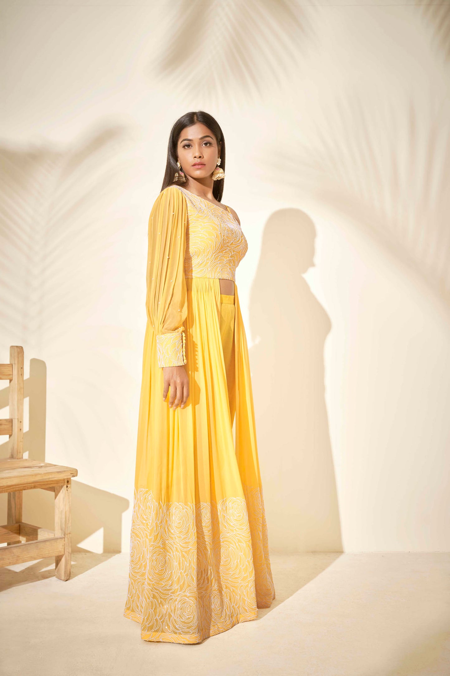 Yellow Embroidered Tunic Set