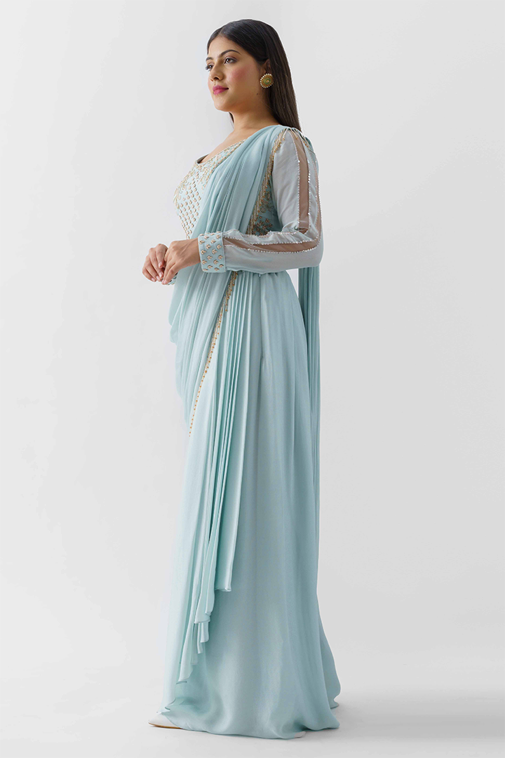 Light Blue Draped Saree