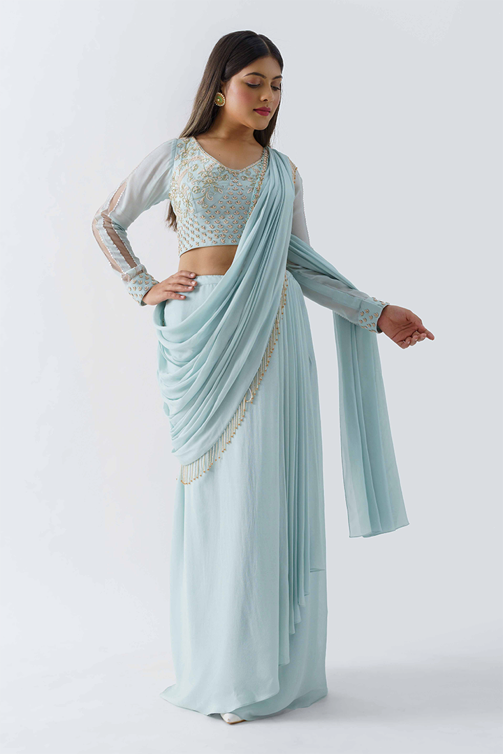 Light Blue Draped Saree