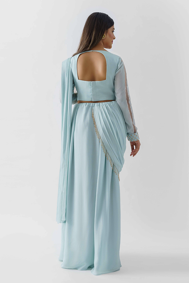 Light Blue Draped Saree