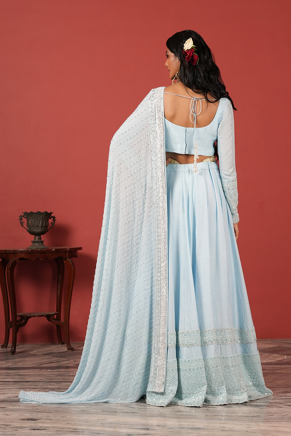 Powder Blue Royal Lehenga Set