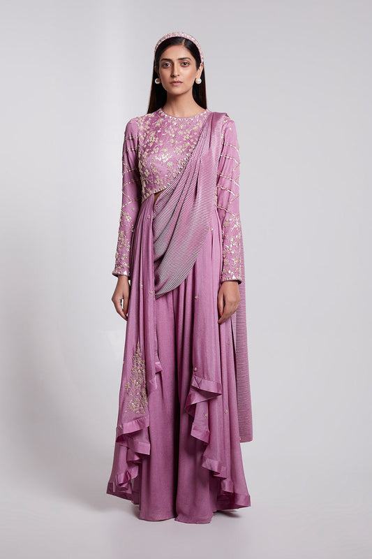 Beautifully Hand Crafted Pant Saree Set