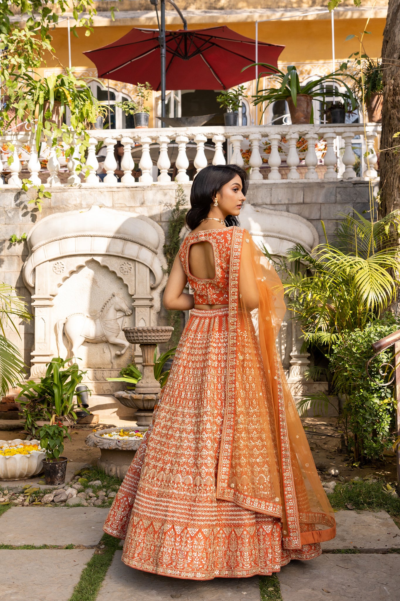 Rust orange bridal lehenga set