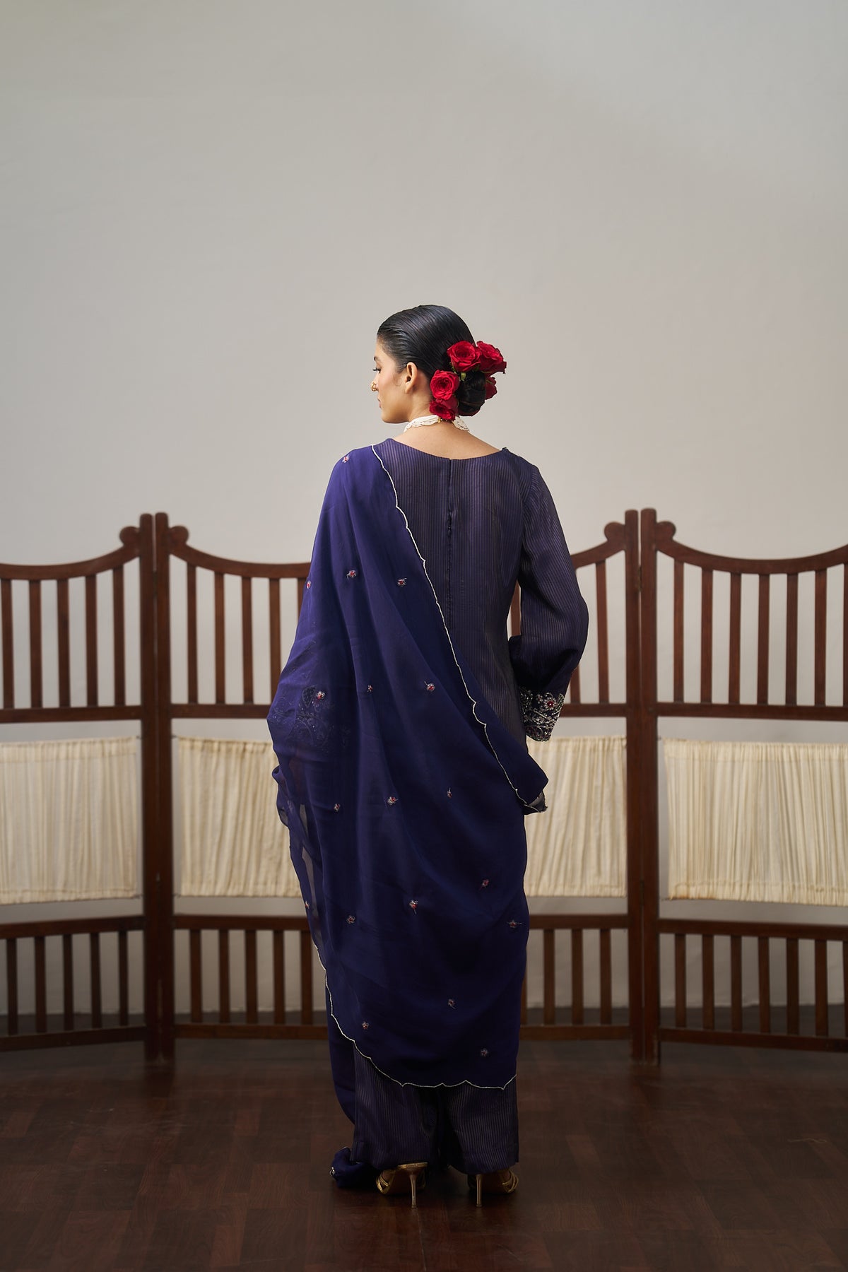 Burgundy Silver Work Kurta Set