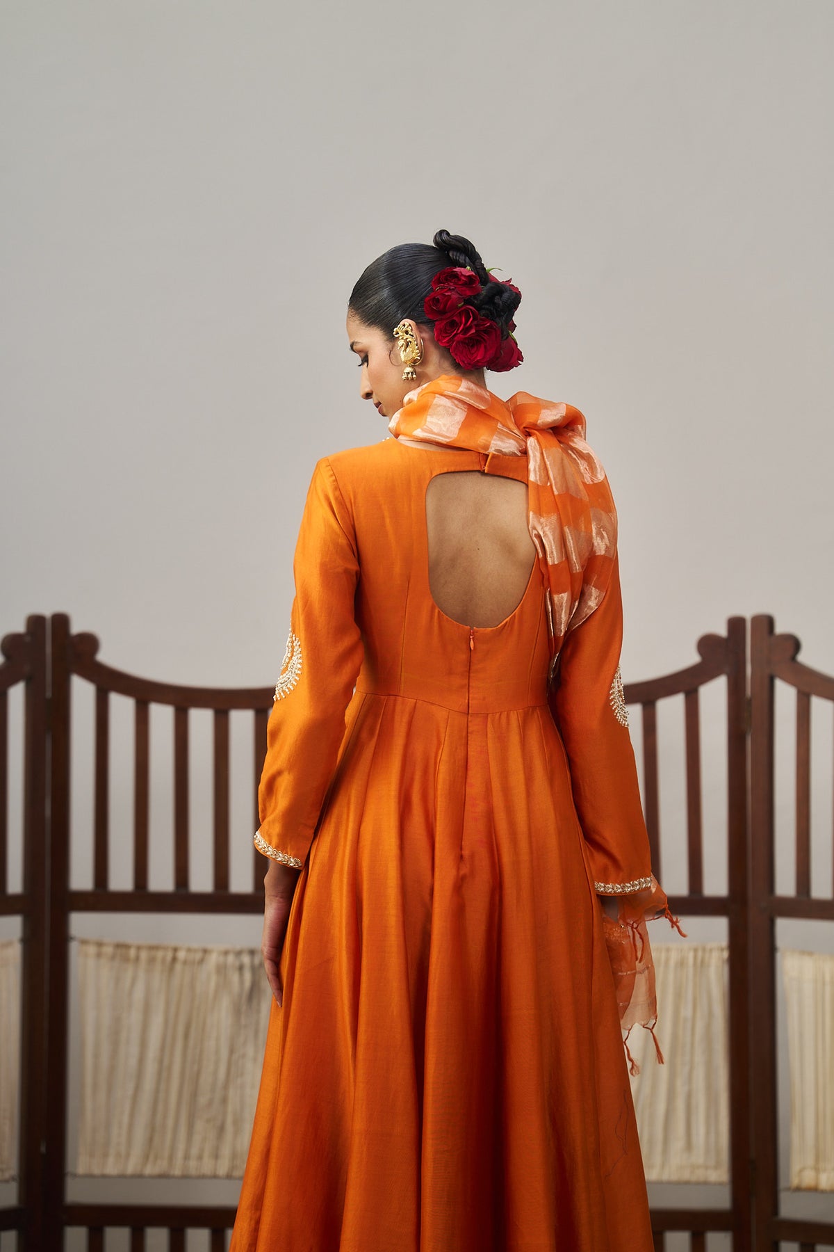 Orange Anarkali Set