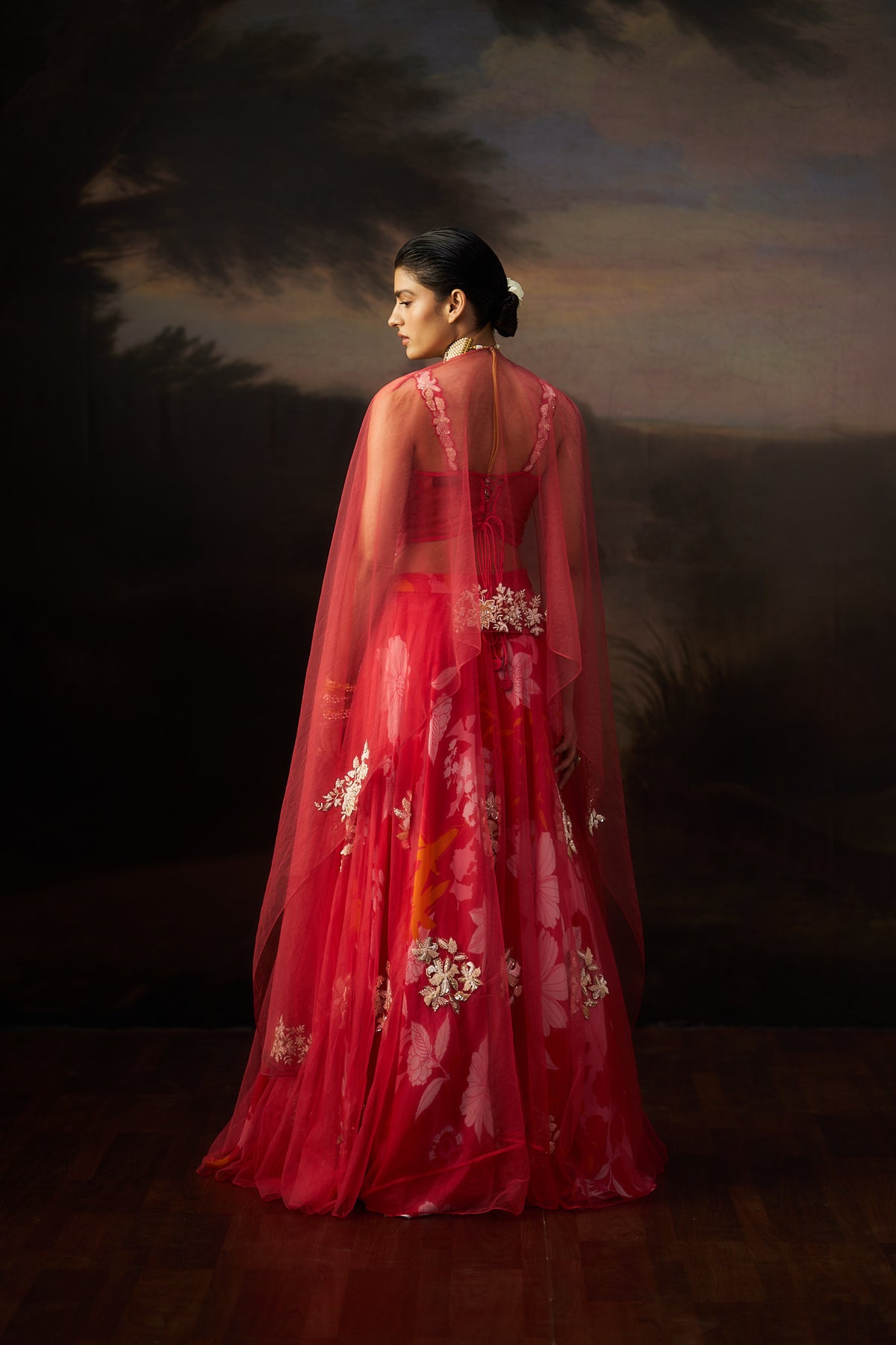 Coral Tassels Blouse Lehenga Set