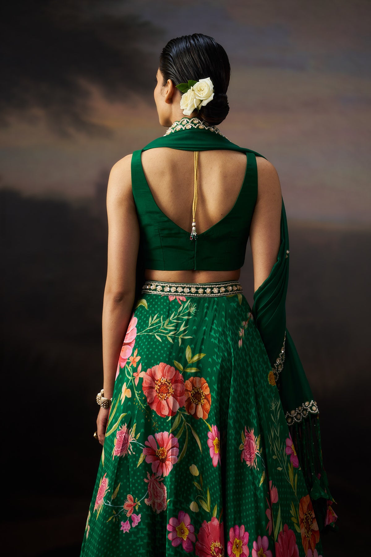 Green Printed Lehenga Set