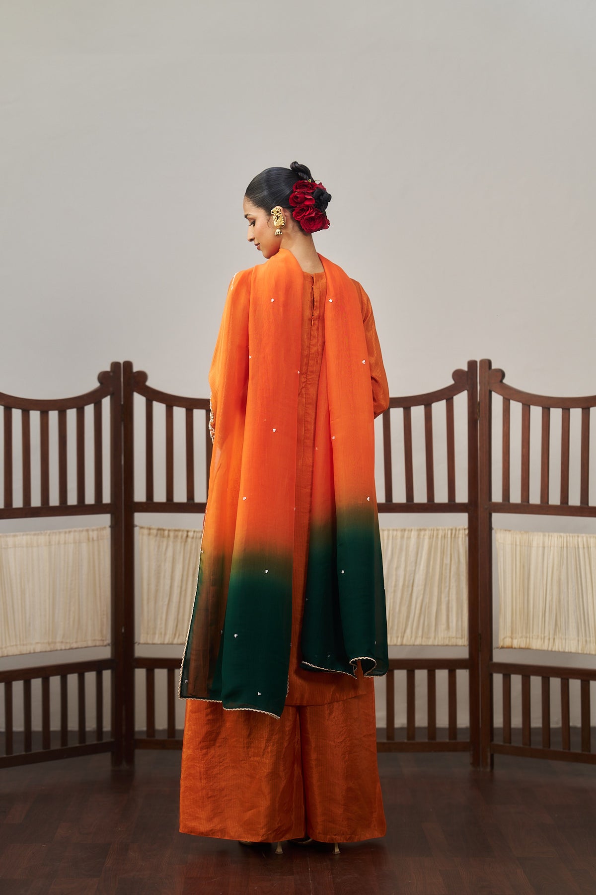Orange Stripe Dazzling Kurta Set