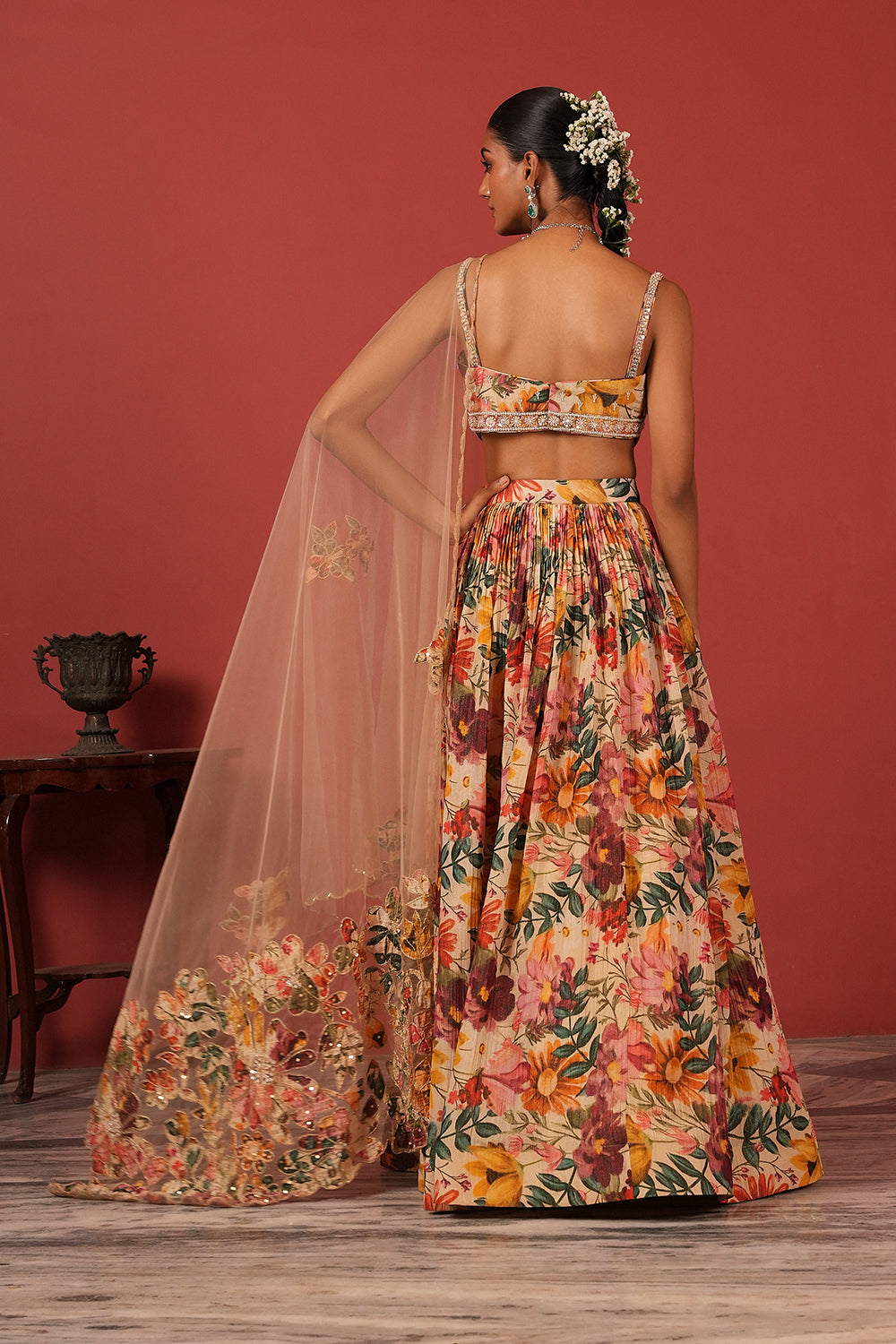 Zardozi Handcrafted Bustier Lehenga Set with Patchwork Dupatta
