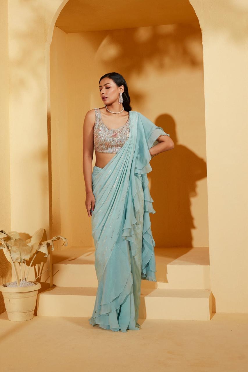 Pre Drape Saree