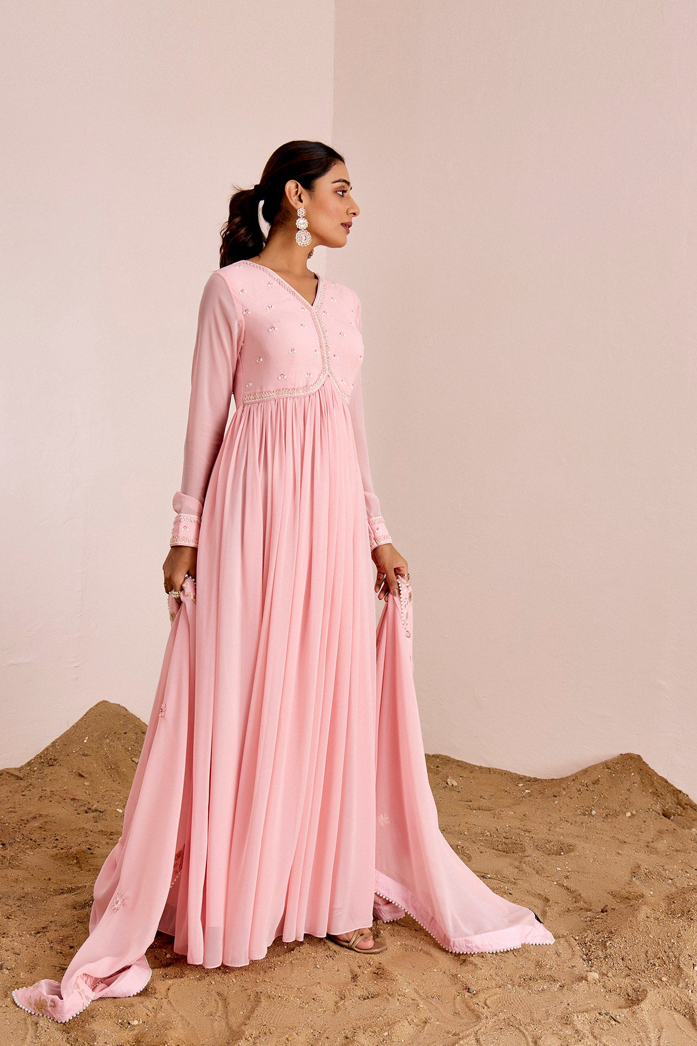 PINK SEQUIN WORK ANARKALI