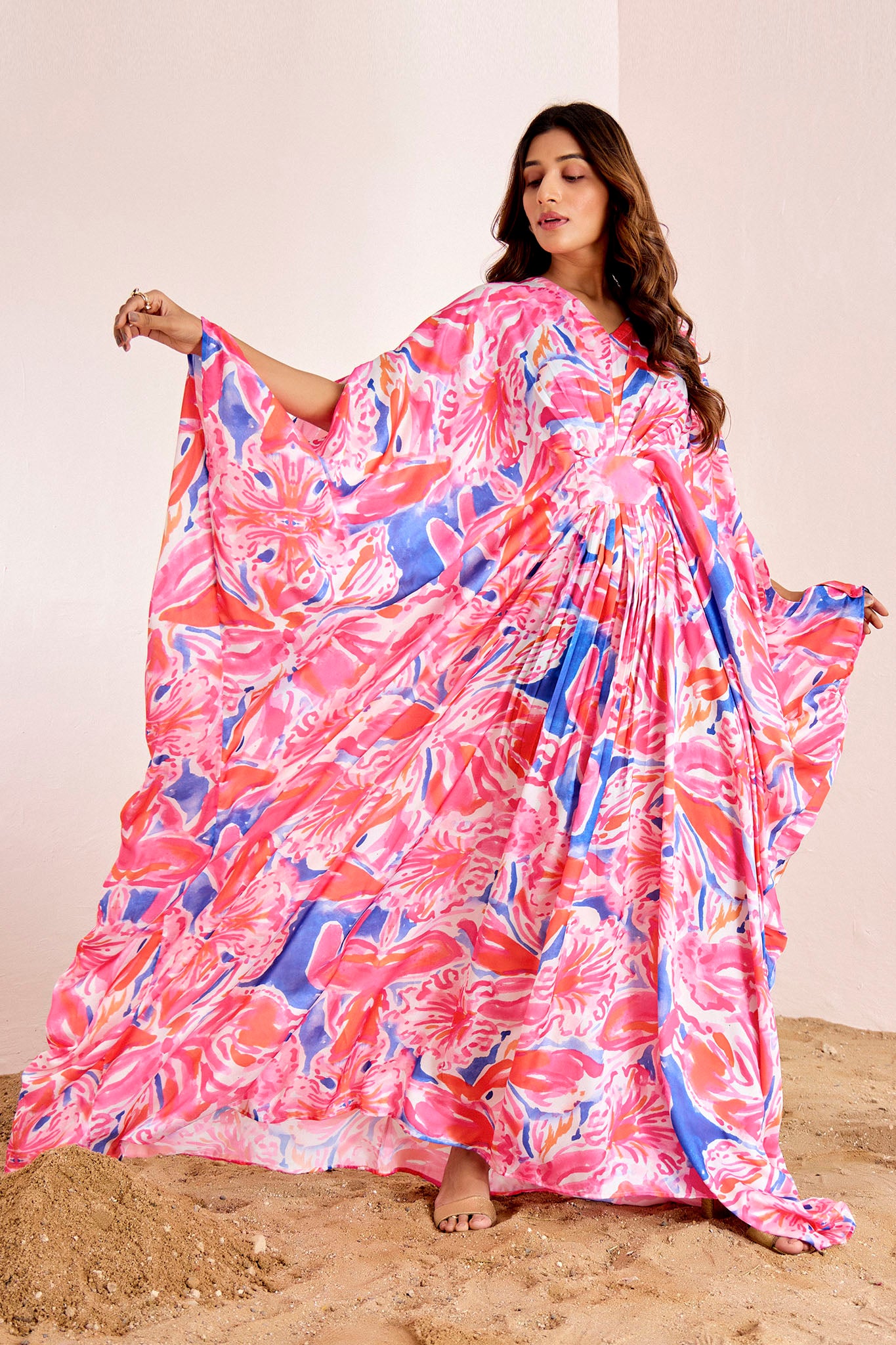 Floral Long Kaftan Dress