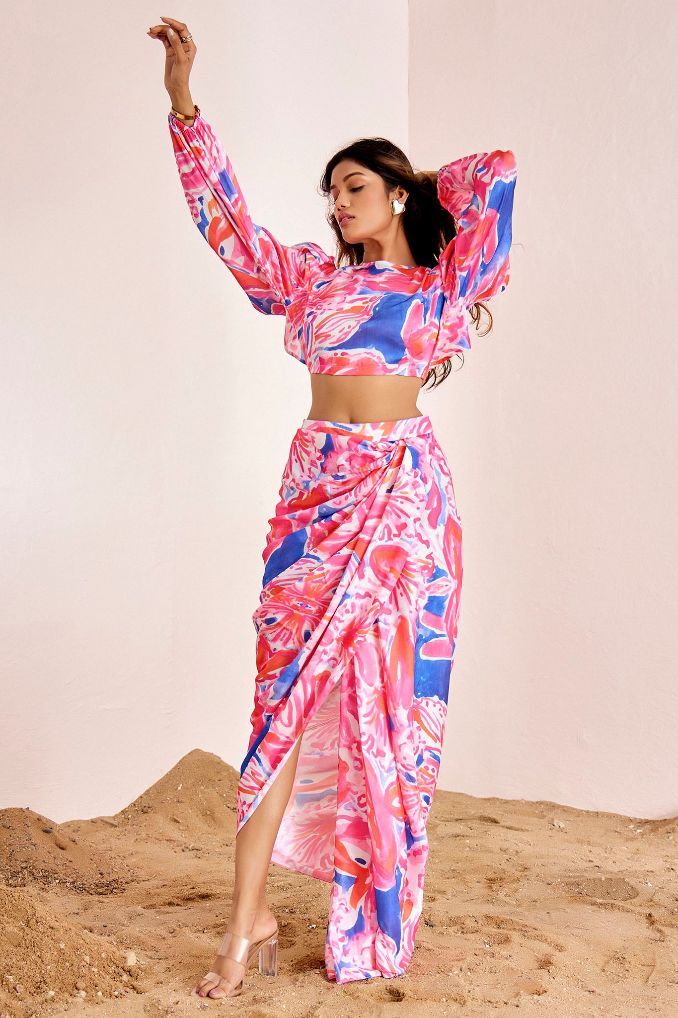Crop Top And Slit Maxi Skirt Set