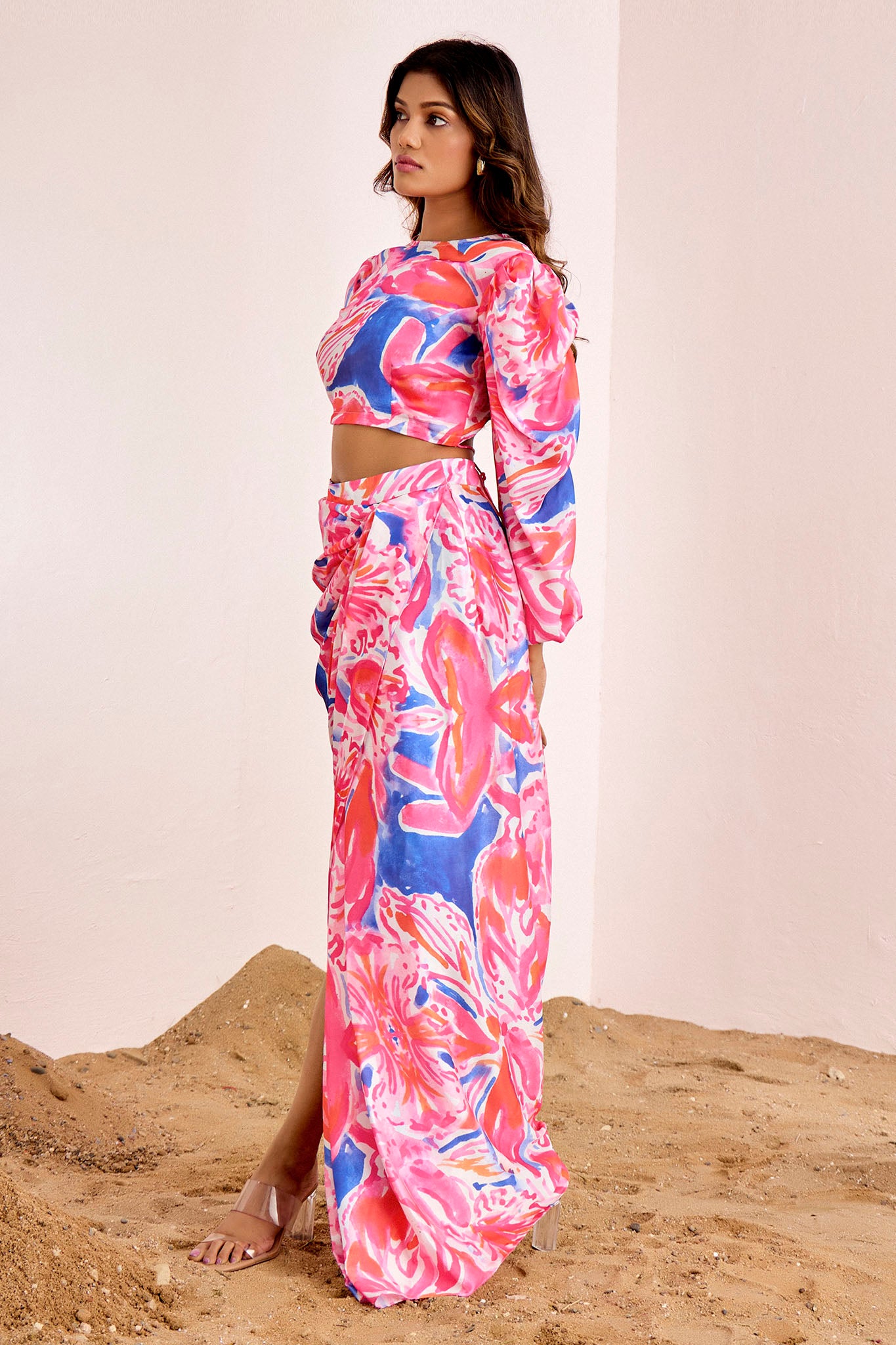Crop Top And Slit Maxi Skirt Set