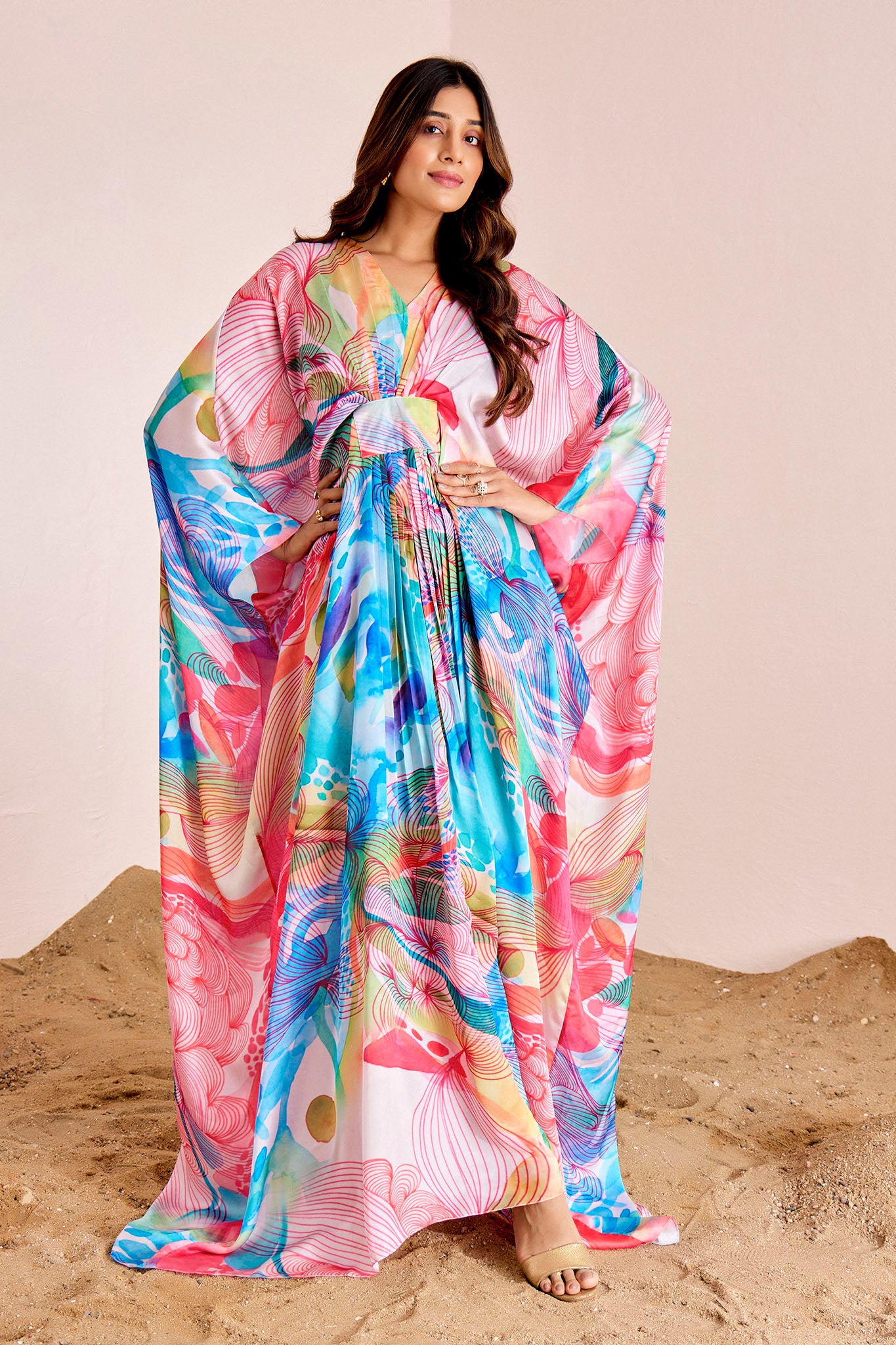 Floral Long Kaftan Dress