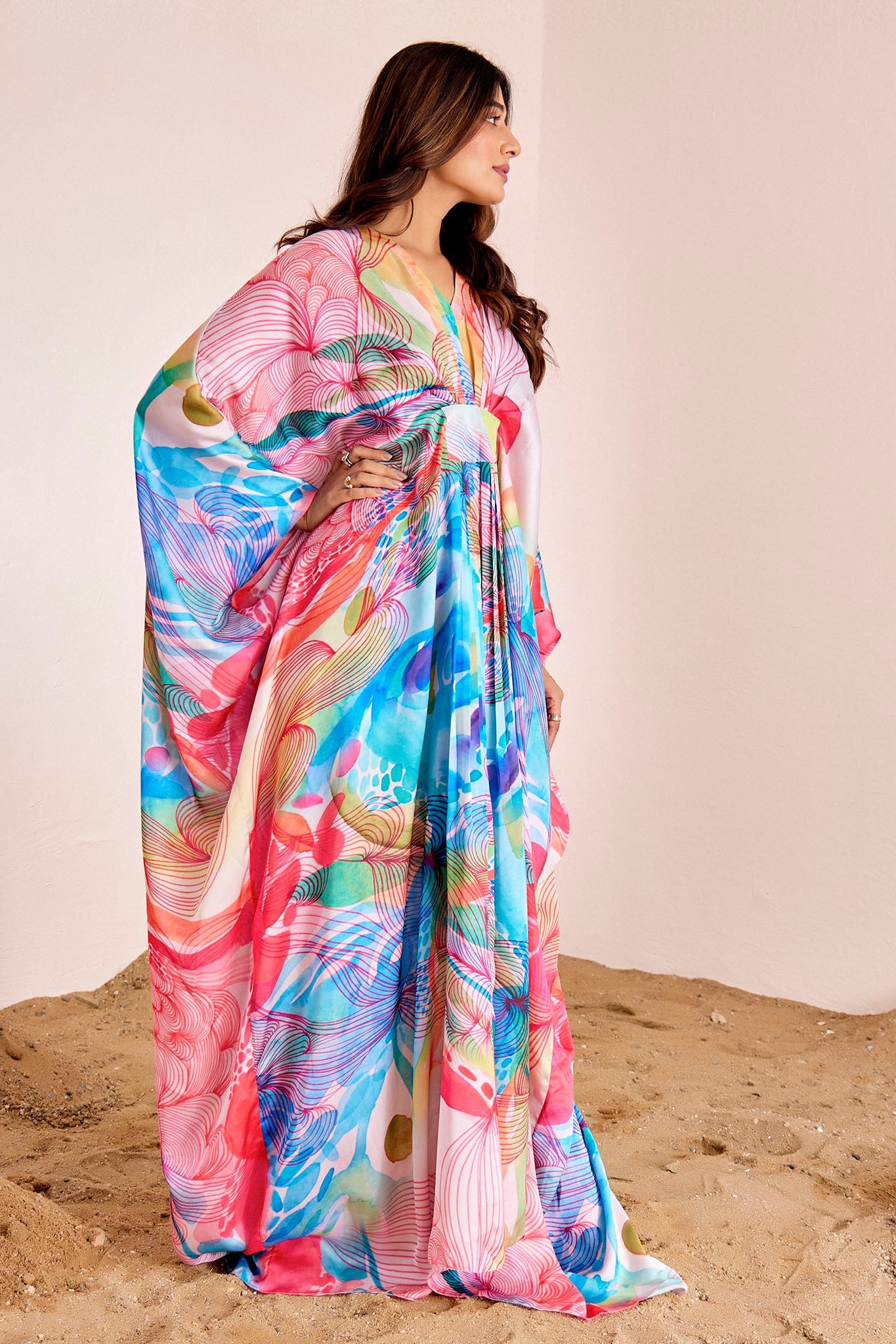 Floral Long Kaftan Dress
