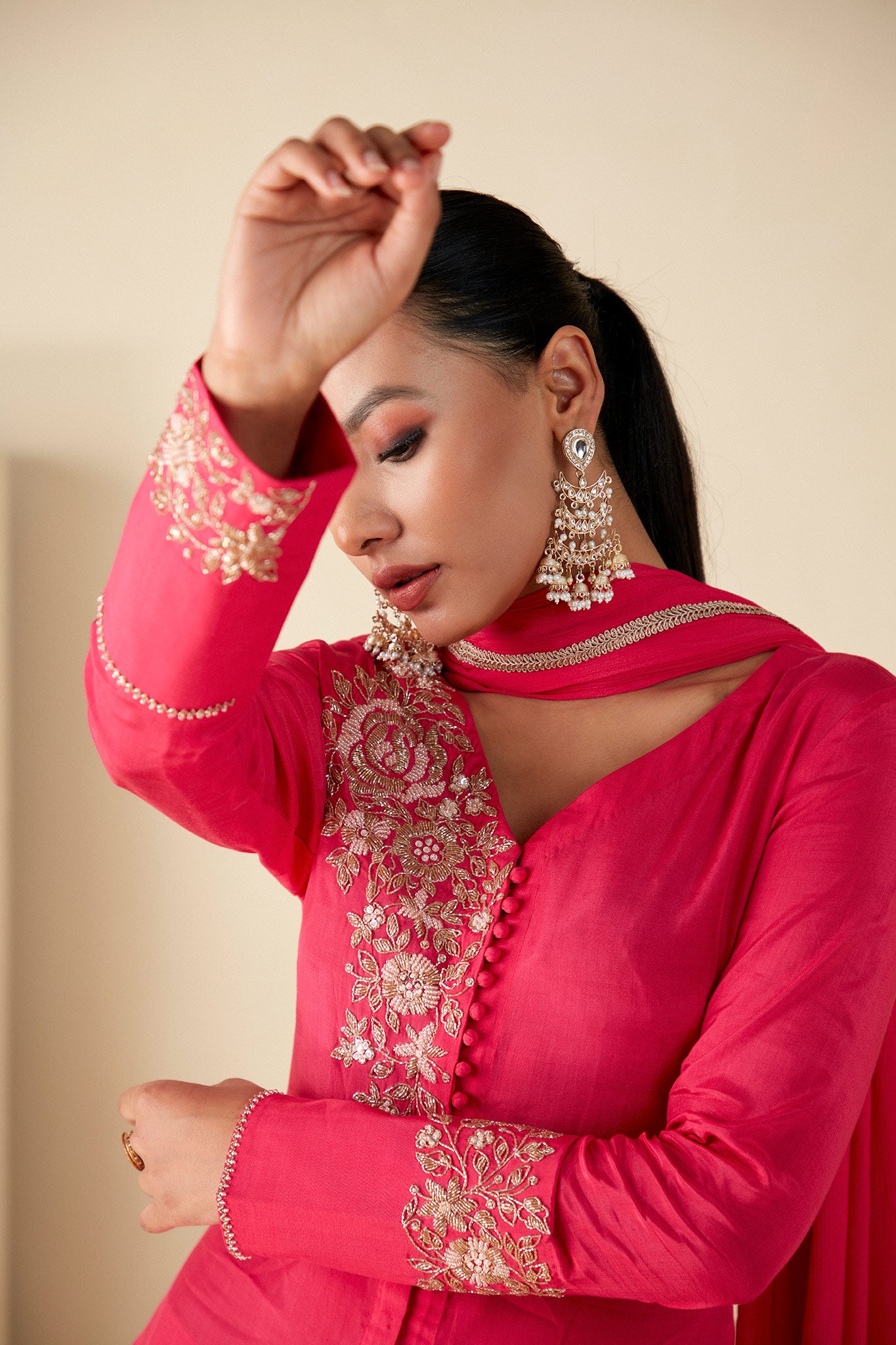 Pink hand embroidered Suit Set