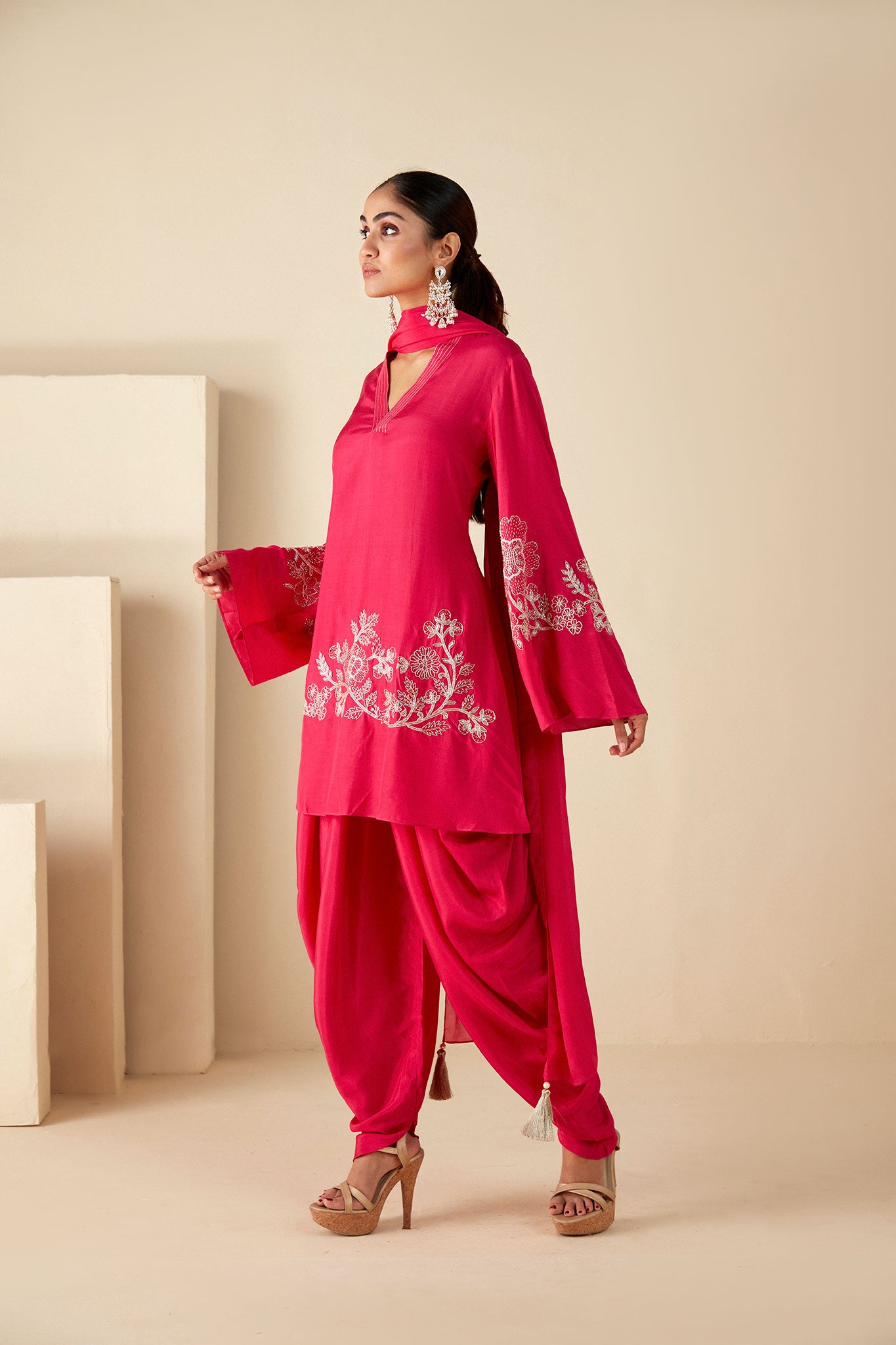 Pink Dhoti Set