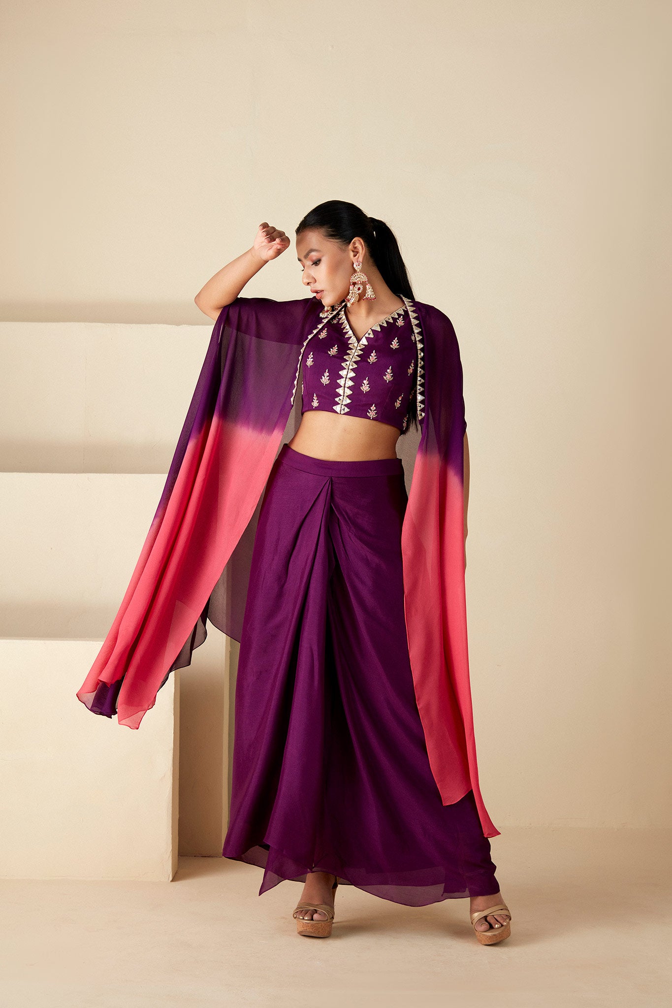 Purple Drape skirt & Cape sets
