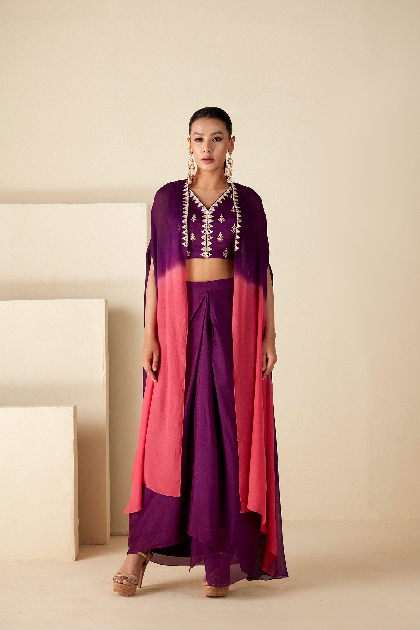 Purple Drape skirt & Cape sets