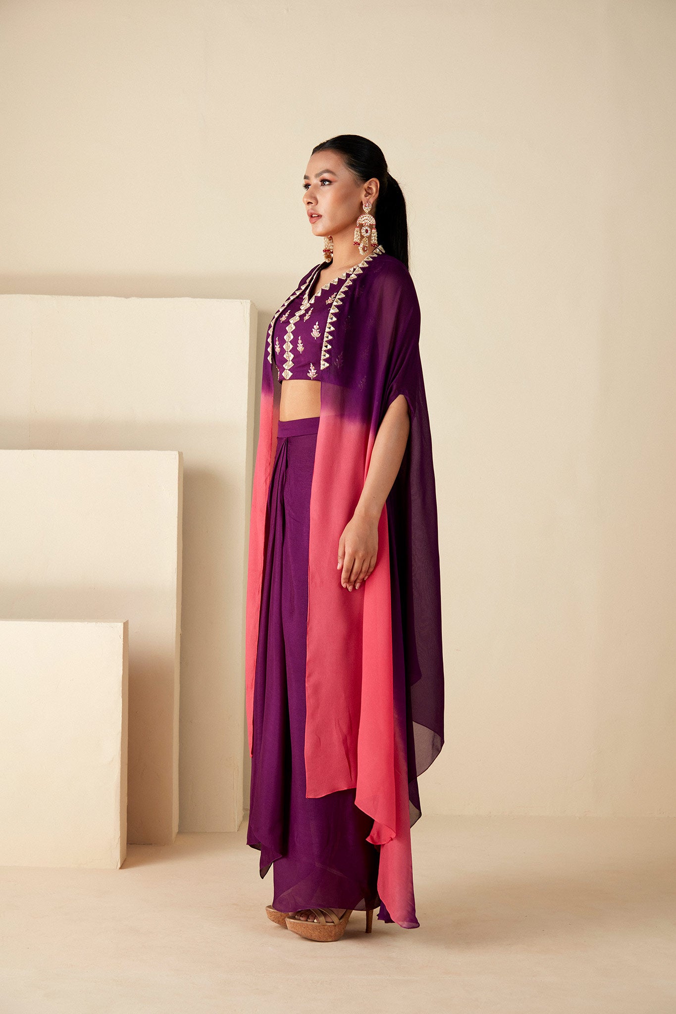 Purple Drape skirt & Cape sets