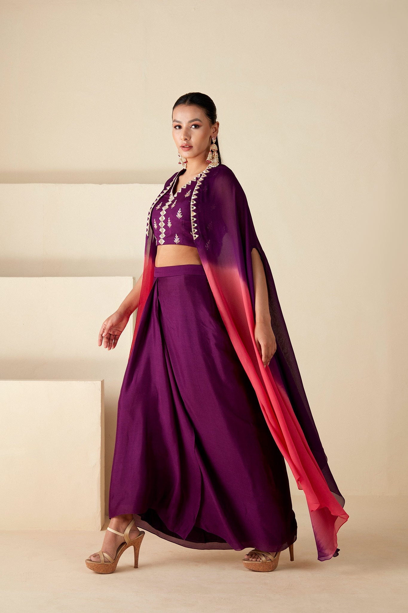 Purple Drape skirt & Cape sets