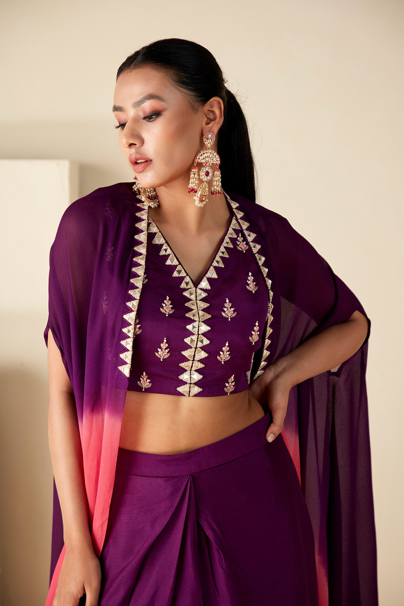 Purple Drape skirt & Cape sets