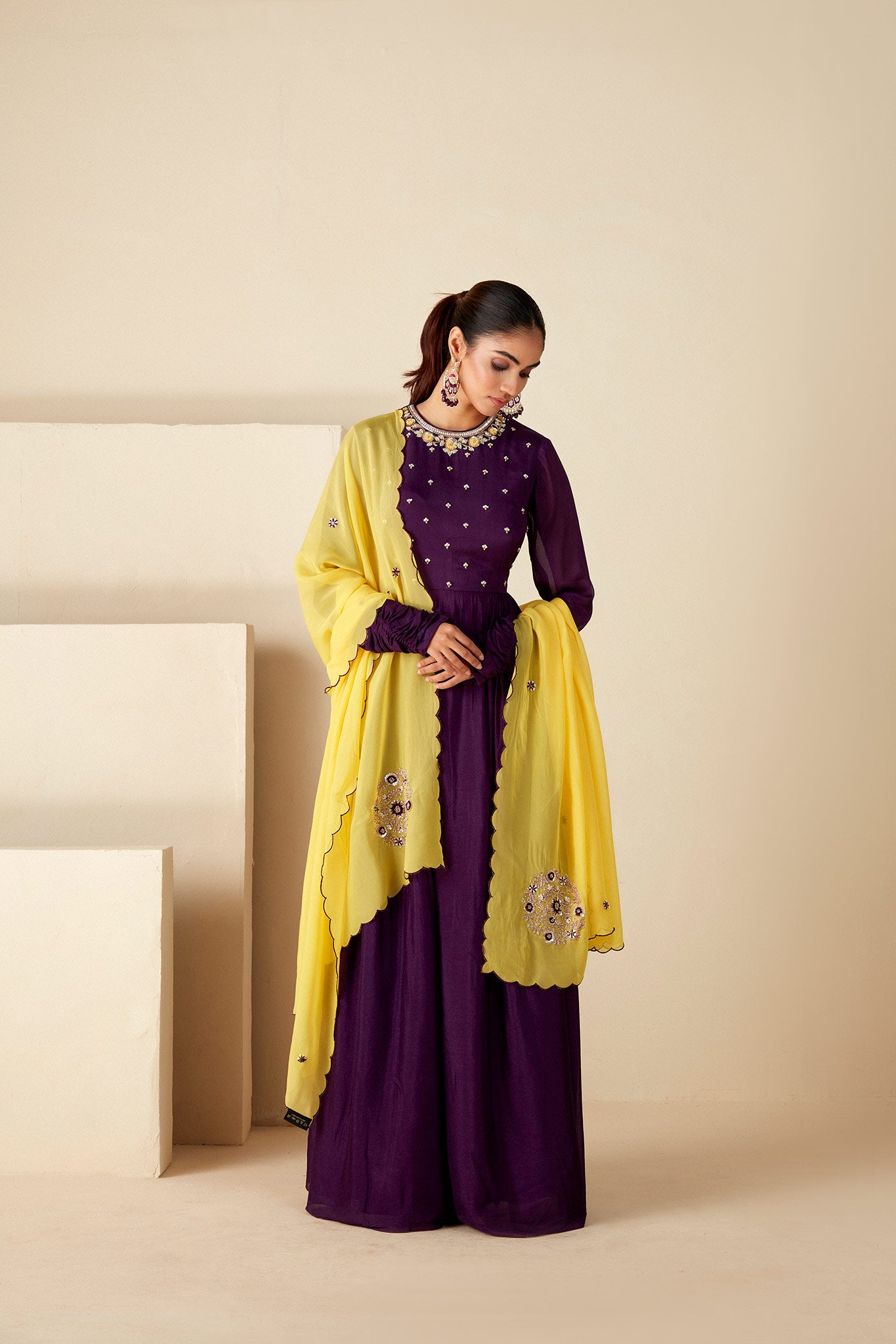 Purple Embroidered Anarkali Suit