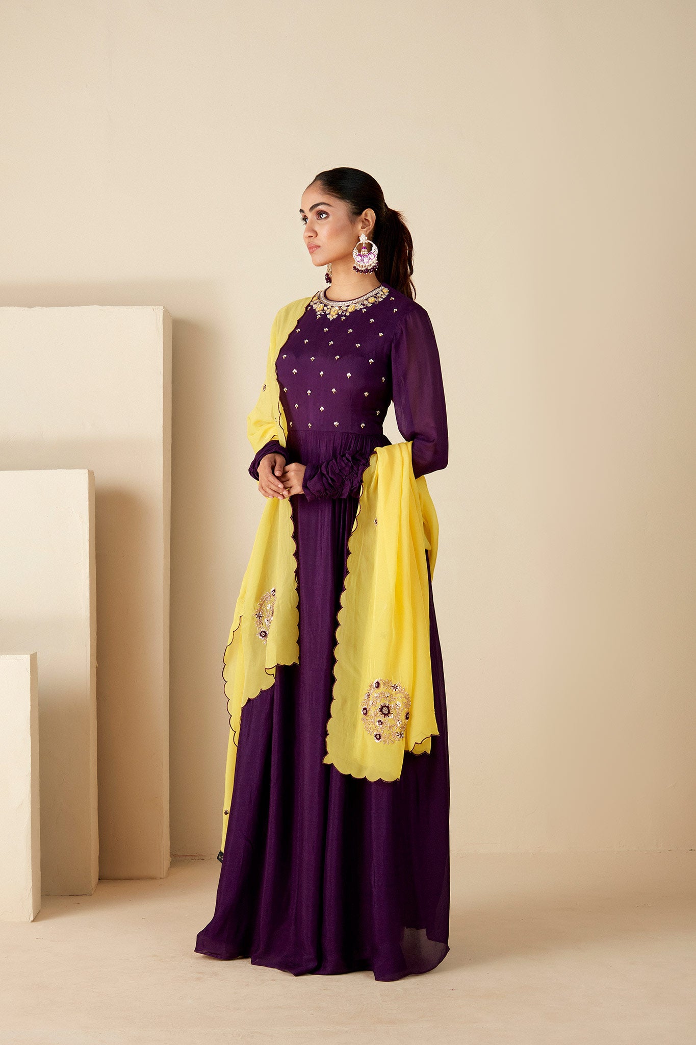 Purple Embroidered Anarkali Suit