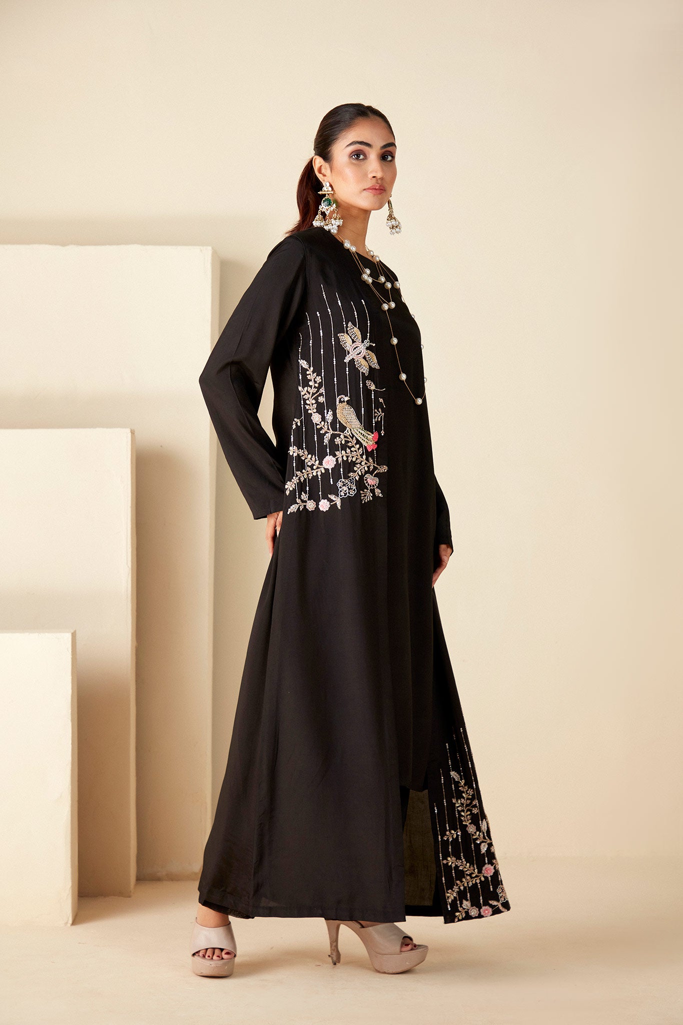 Black kurta Jacket Set