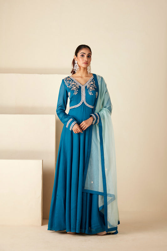 Teal Blue Anarkali Suit