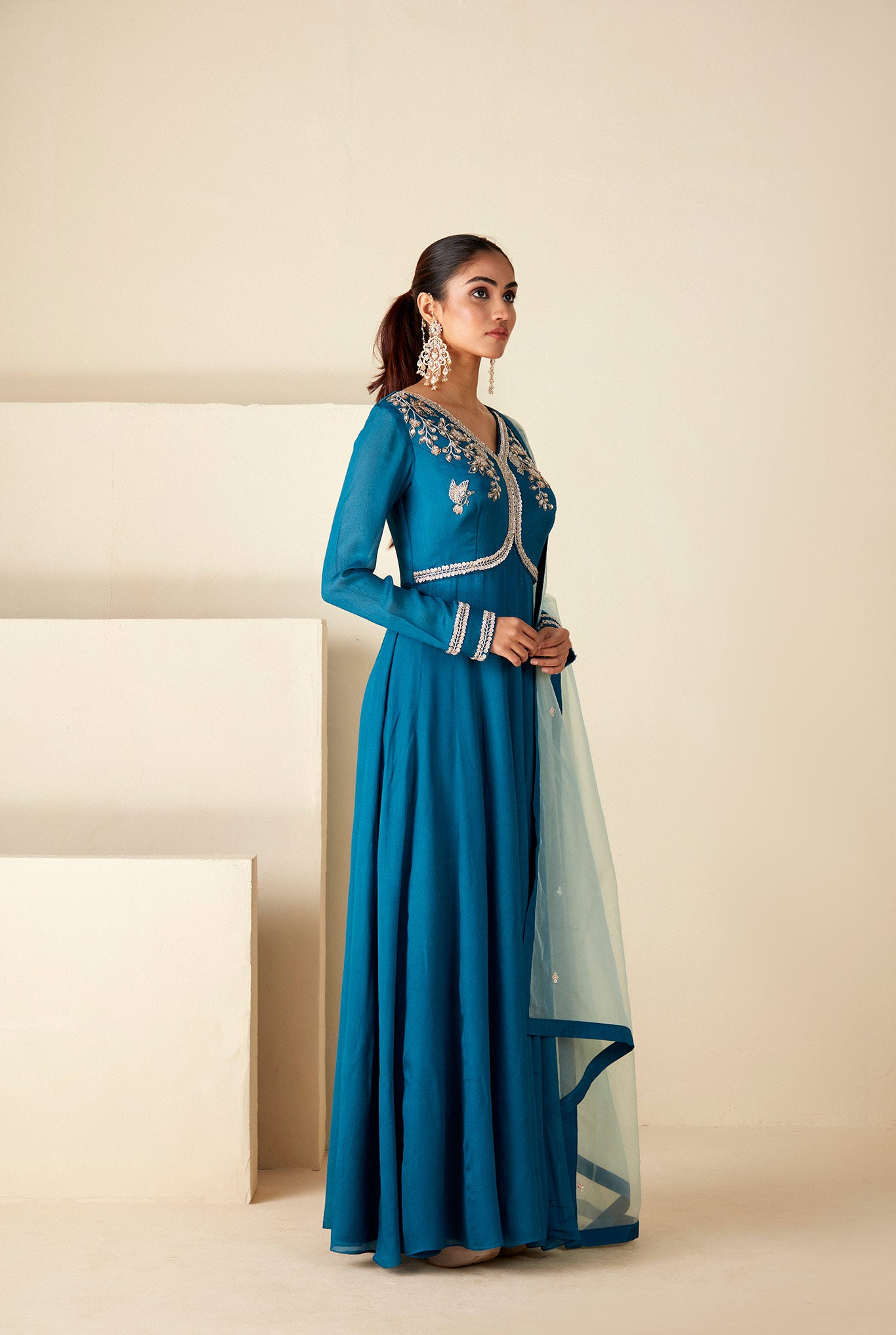 Teal Blue Anarkali Suit