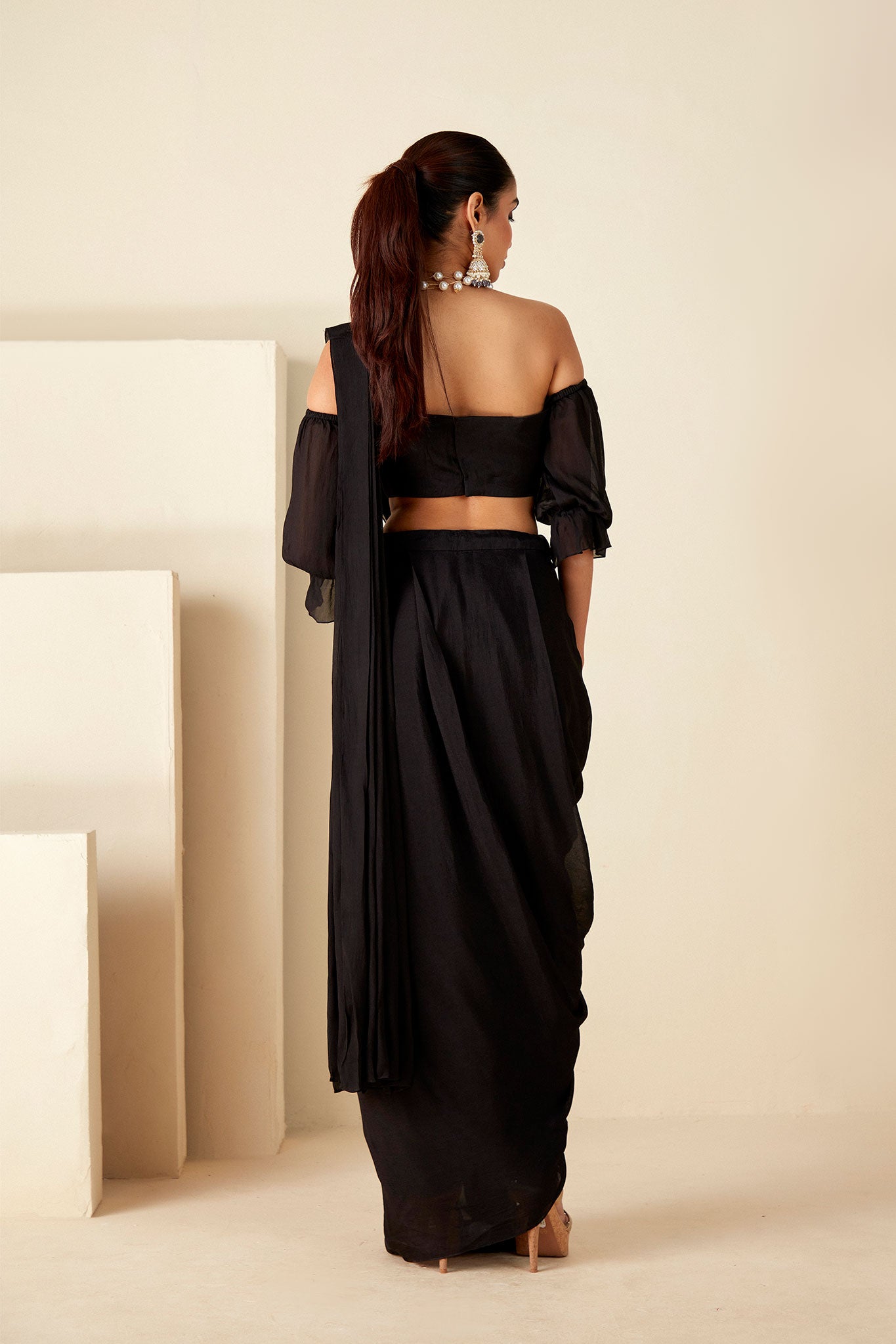 Black Drape skirt Saree