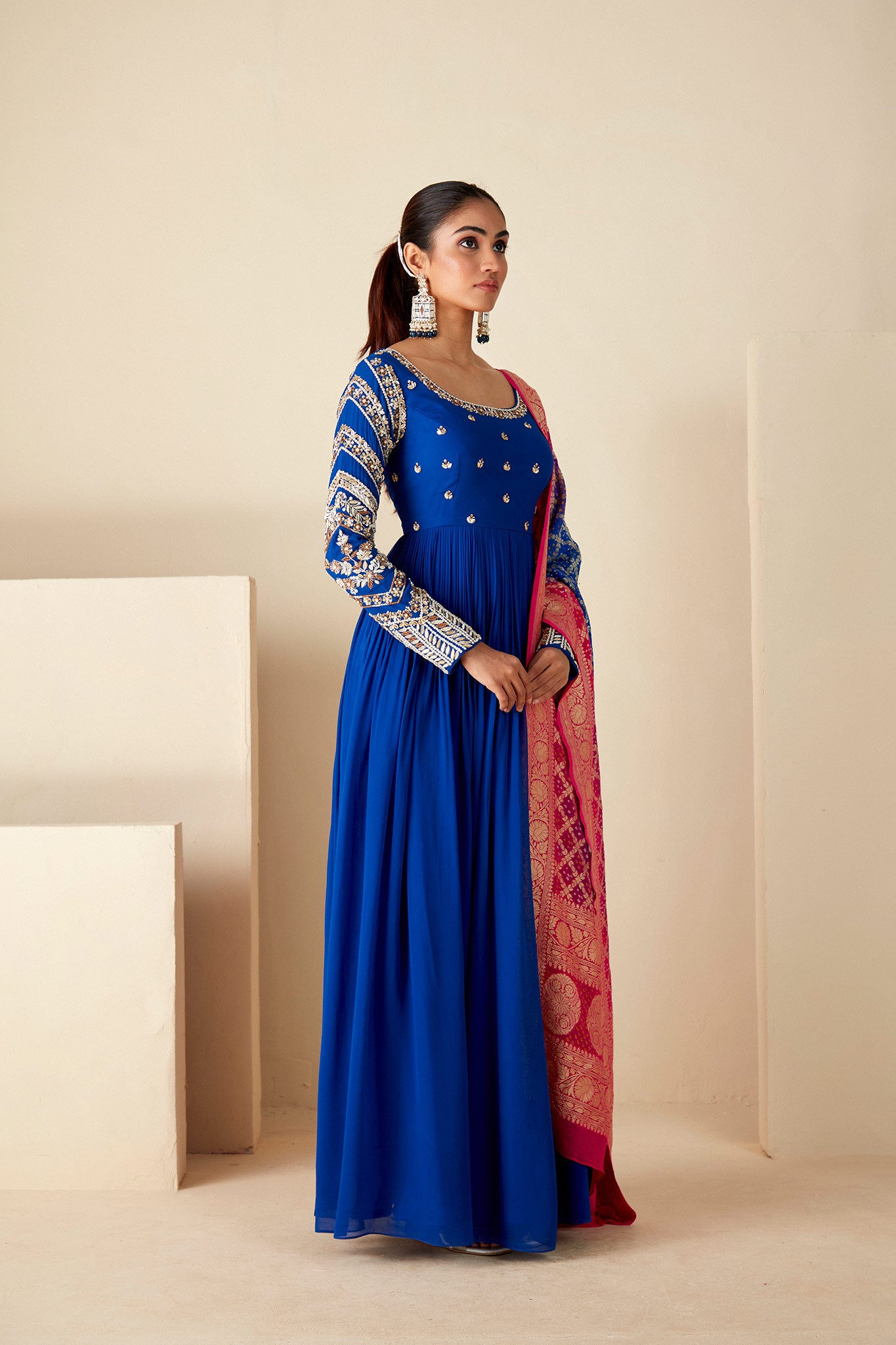 Blue Traditional Anarkali Suit