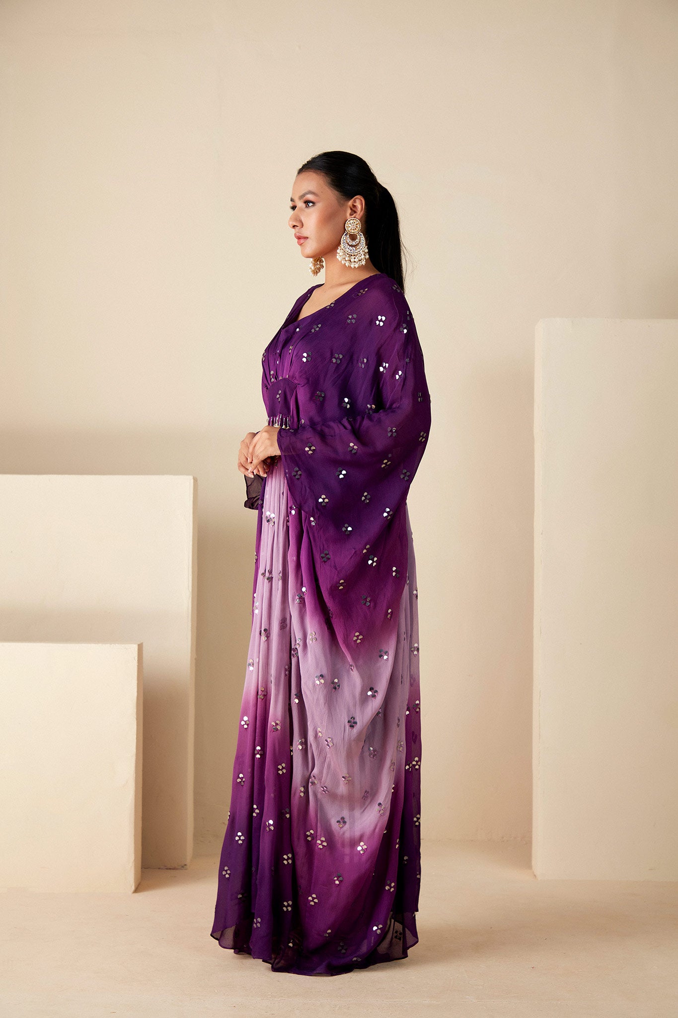 Purple Georgette Kaftan Sets