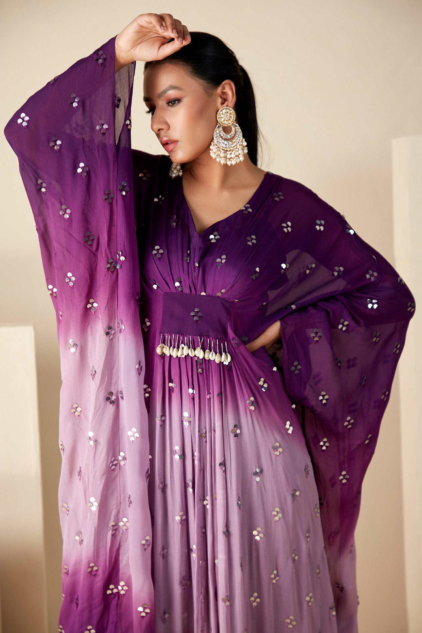 Purple Georgette Kaftan Sets