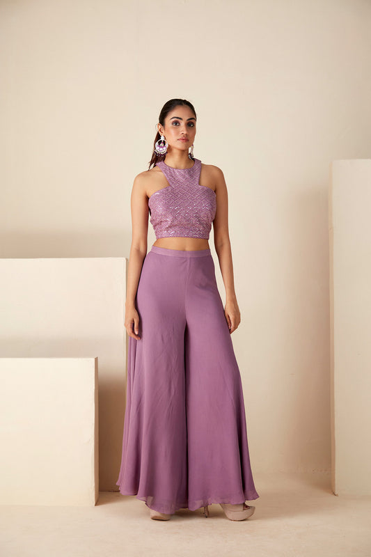 Mauve Georgette Co Ord Set