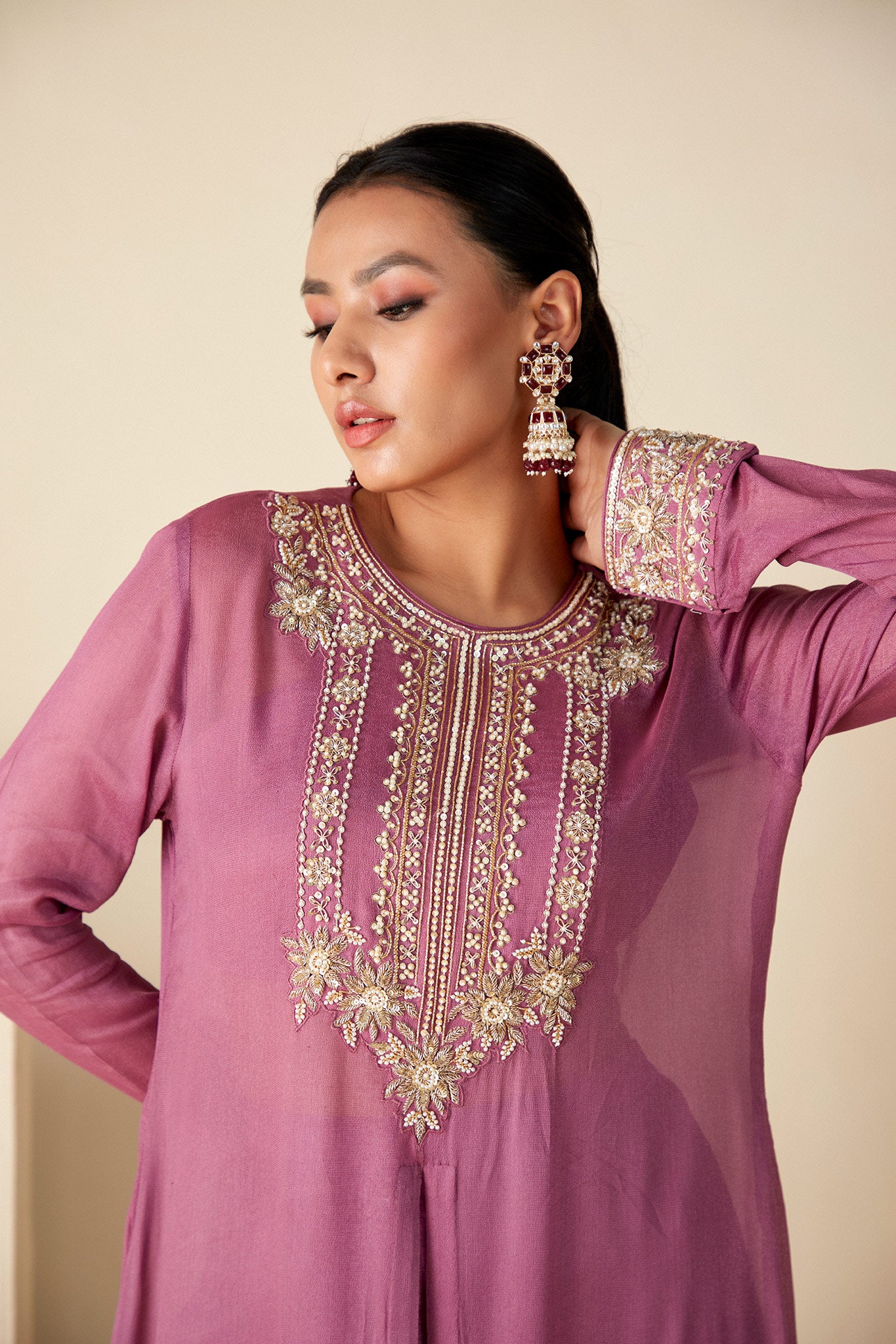 Mauve kaftan Kurta Set